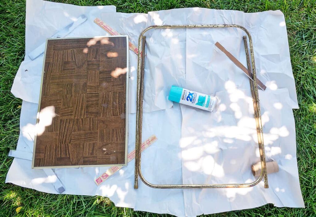 Simple TV Tray Table Upcycle DIY ready to spray paint