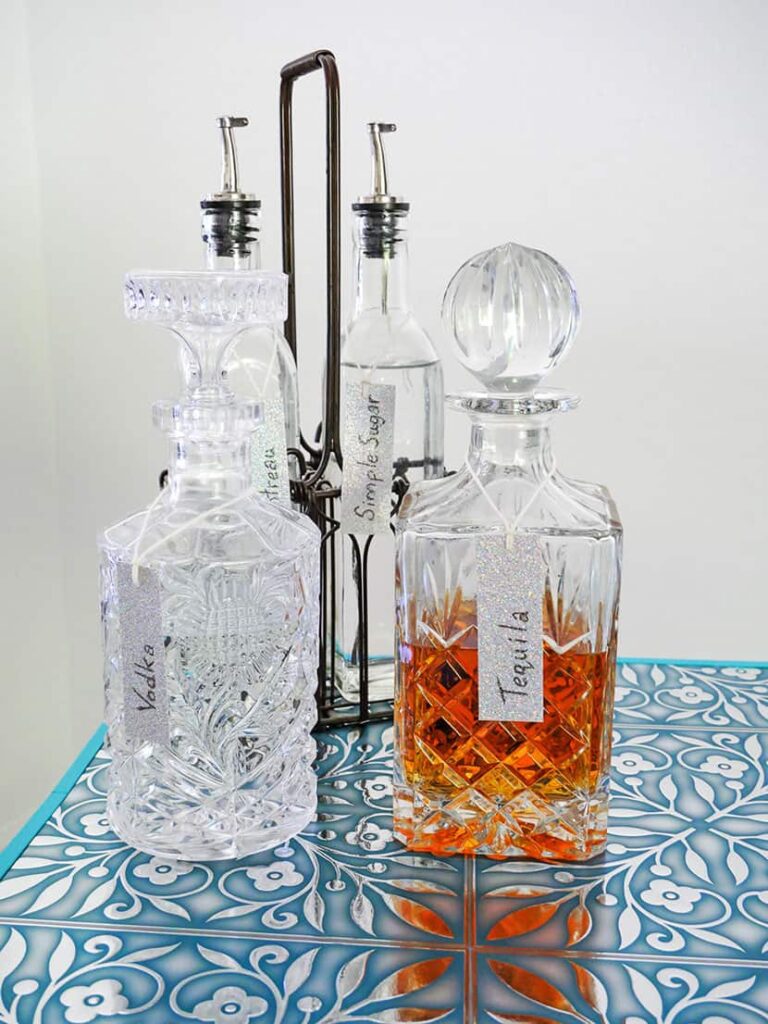 Close up of crystal decanters