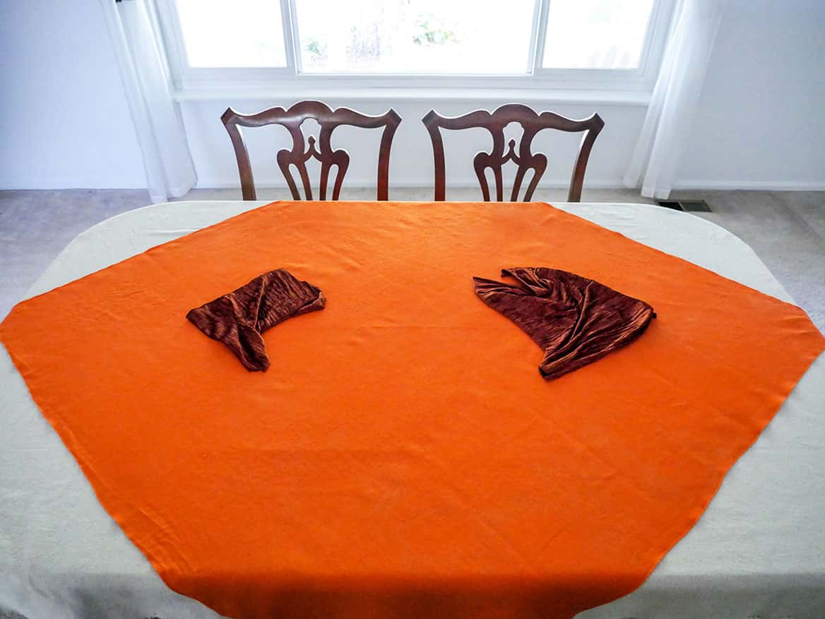 2 velvet pieces on table