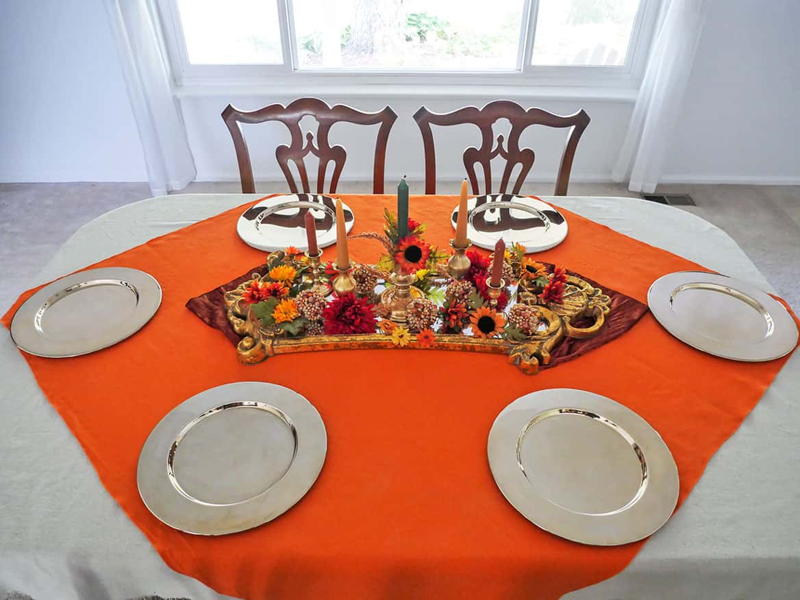 Charges added to 1970s vintage Fall tablescape