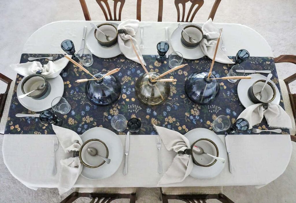 Overhead view of simple Fall tablescape