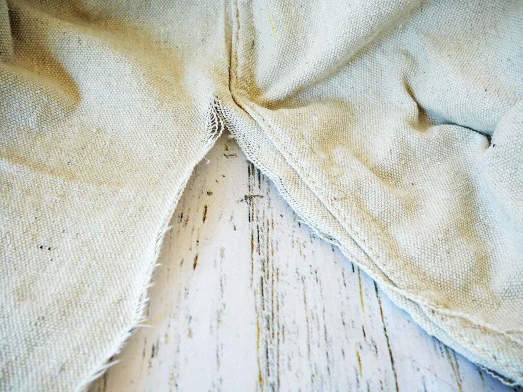Rip drop cloth to tablecloth DIY