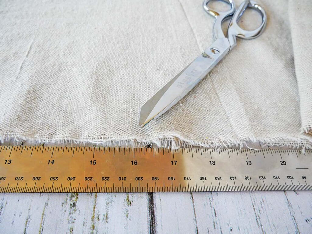 Measure 16" from edge of drop cloth