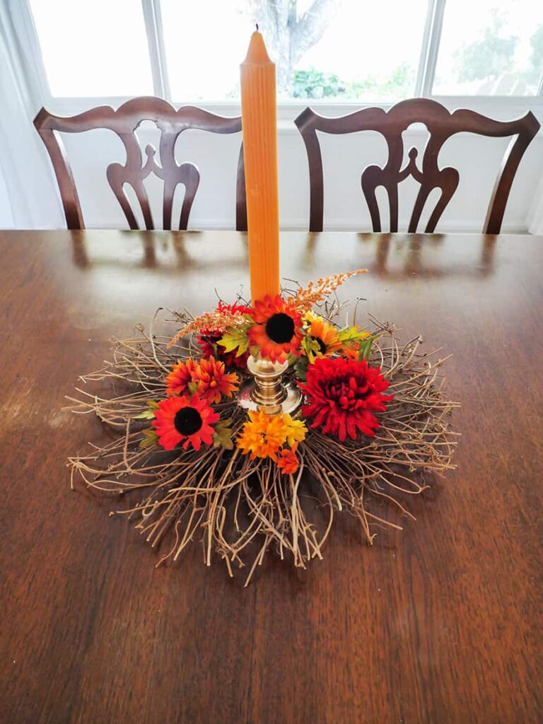 Fall wreath centerpiece on table