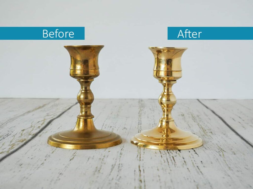 Before and after on how to clean and polish brass
