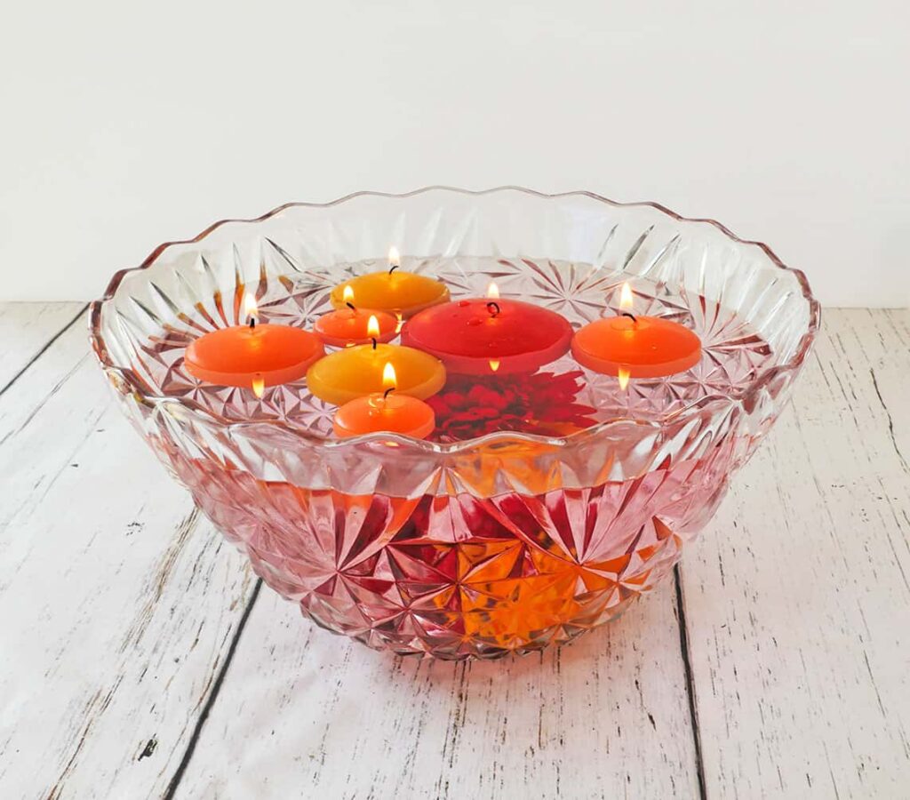 Unique ideas for using a punch bowl with candles
