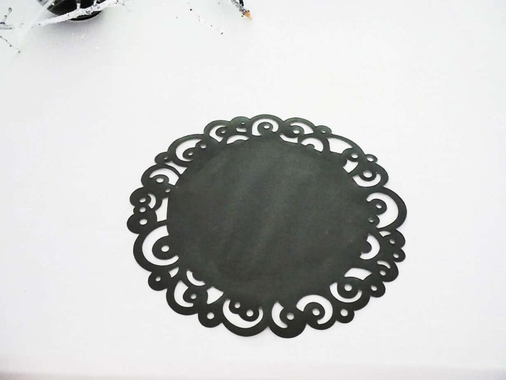 Black doily for place setting