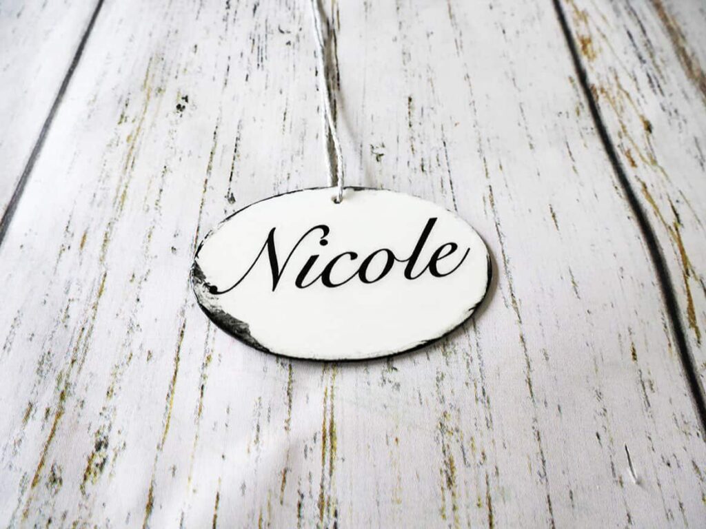 Completed DIY Enamel Place Card with twine