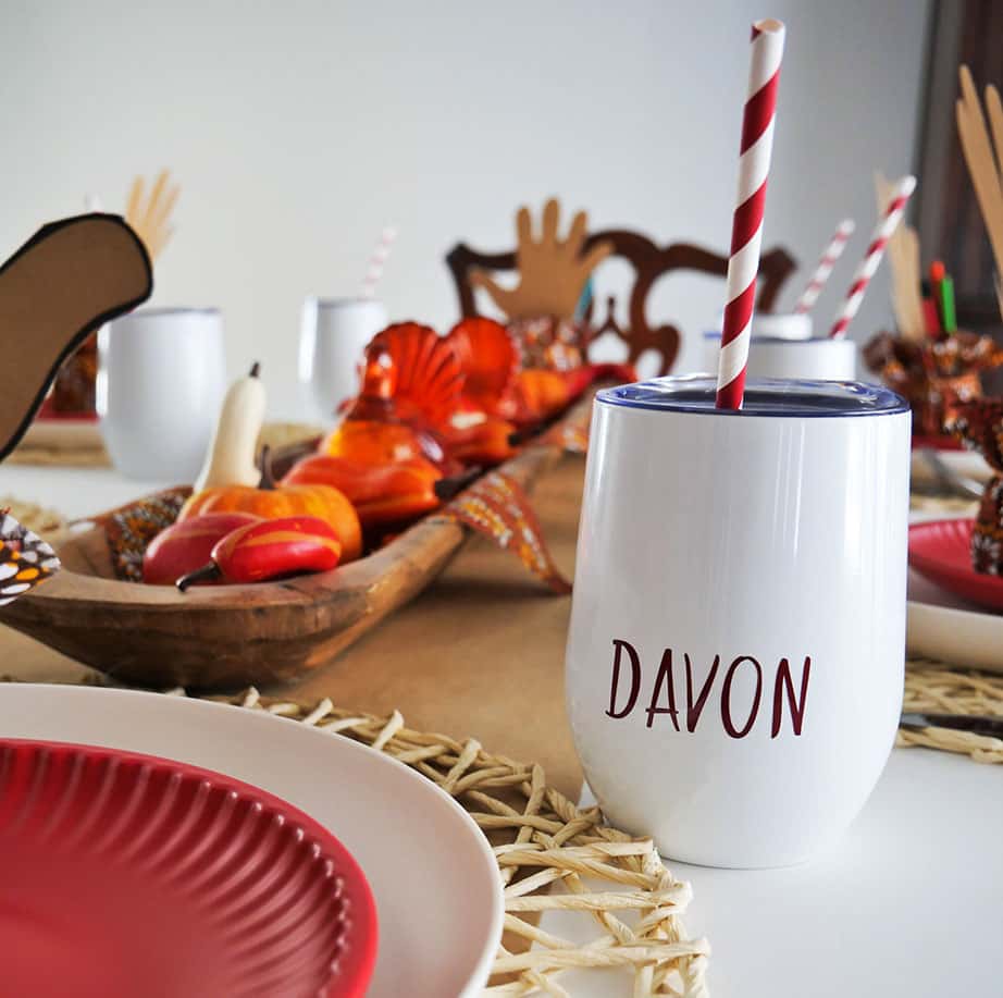 DIY personalized cup on table