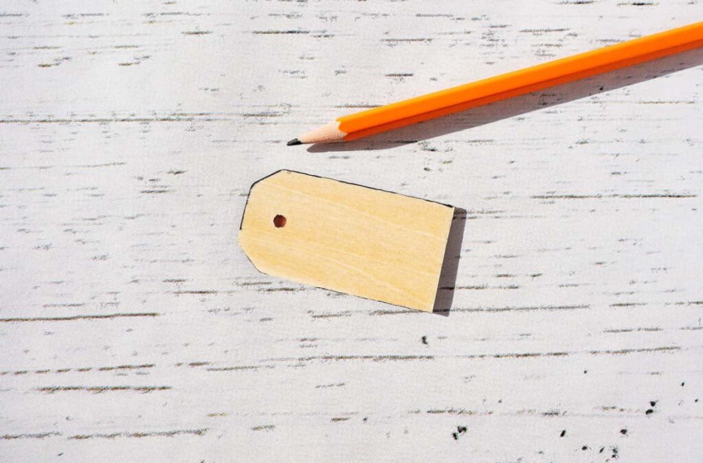 Pencil next to cute & easy personalized hanging tags