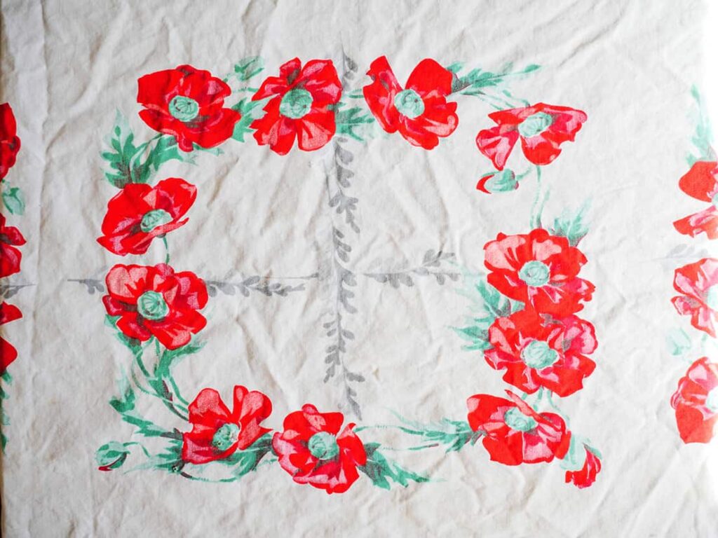 Floral pattern on tablecloth