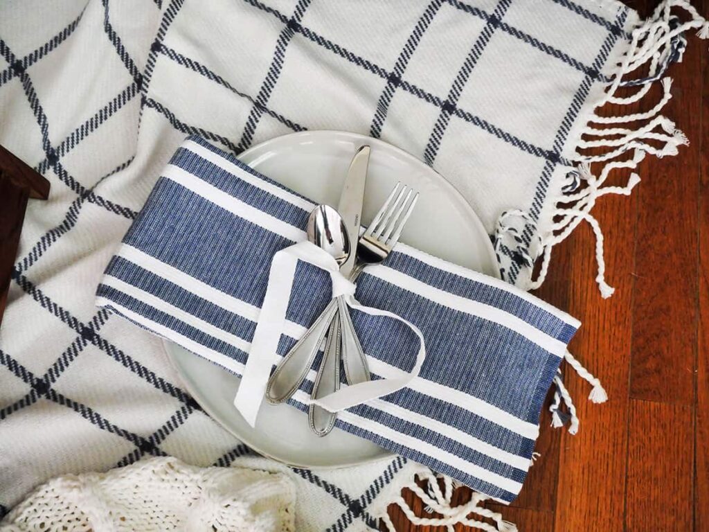 Place setting on the cozy throw blanket