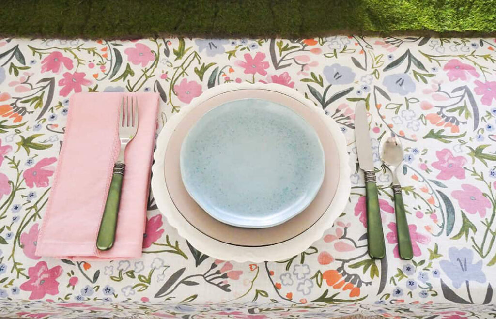 Flatware added to easy pretty Easter tablescape