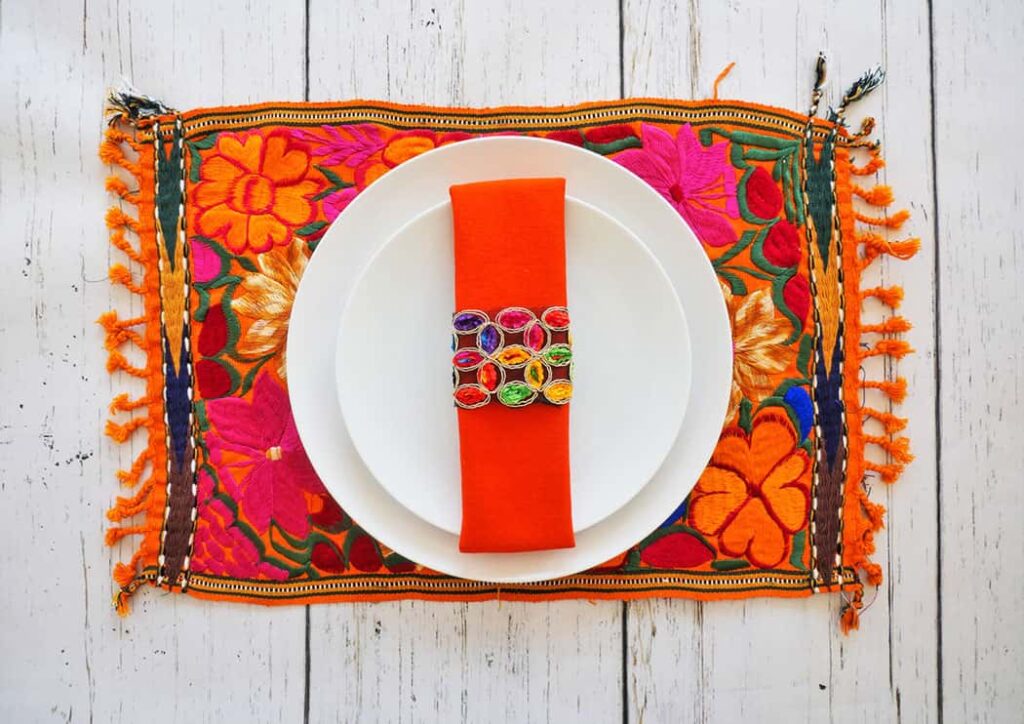Bold colored Unique Place Settings Using a White Plate