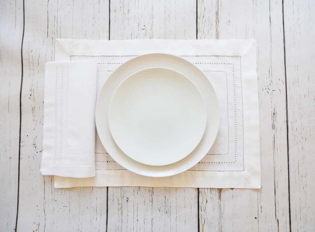 All white place setting