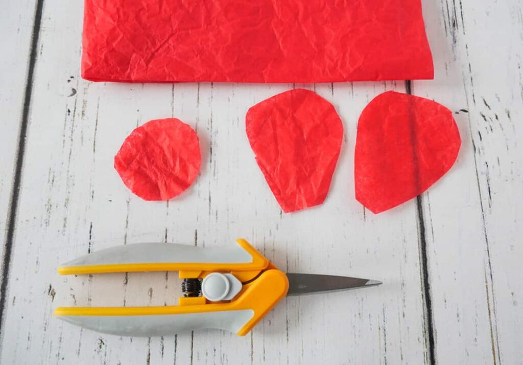 Red petals cut out of tissue paper