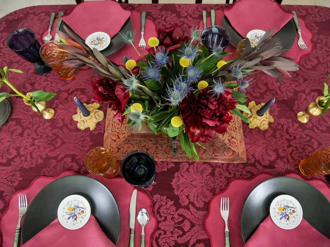 Unique Father's Day table setting using Moody Maximalism decor
