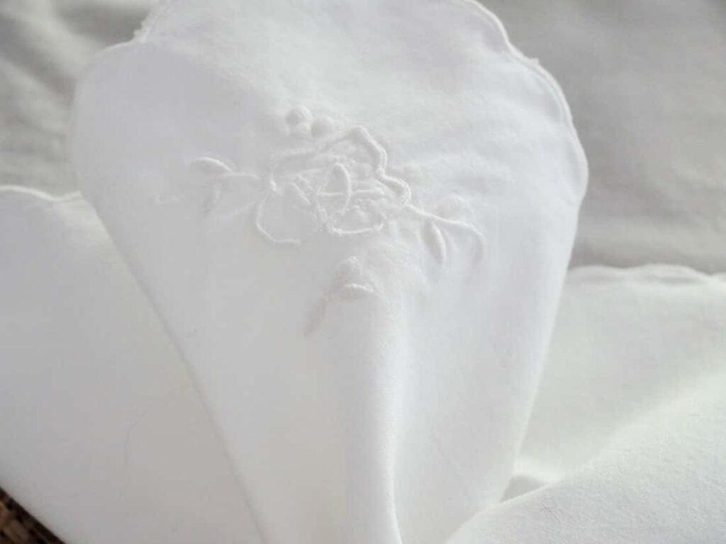 Close up of white napkin