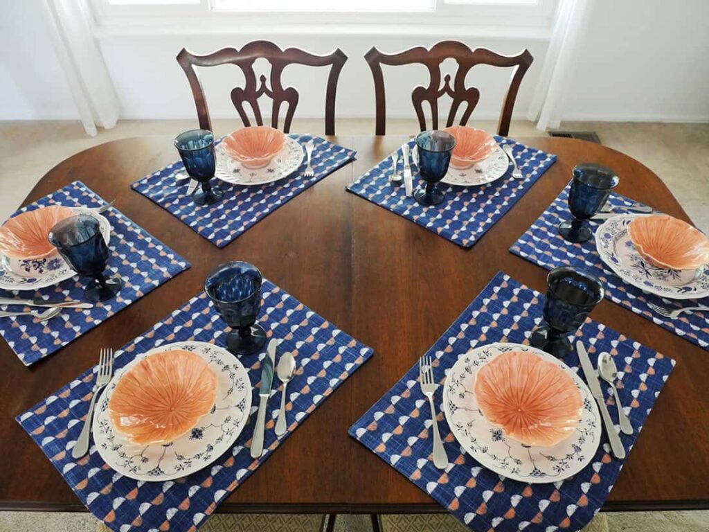 Flatware and glasses added to the simple late Summer tablescape.