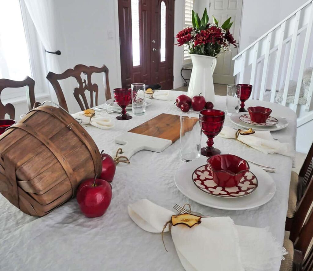 View of apple harvest table from corner.
