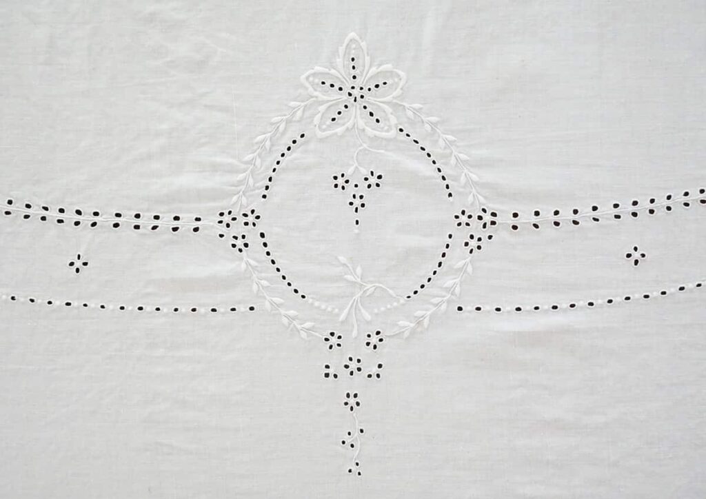 Close up of tablecloth.