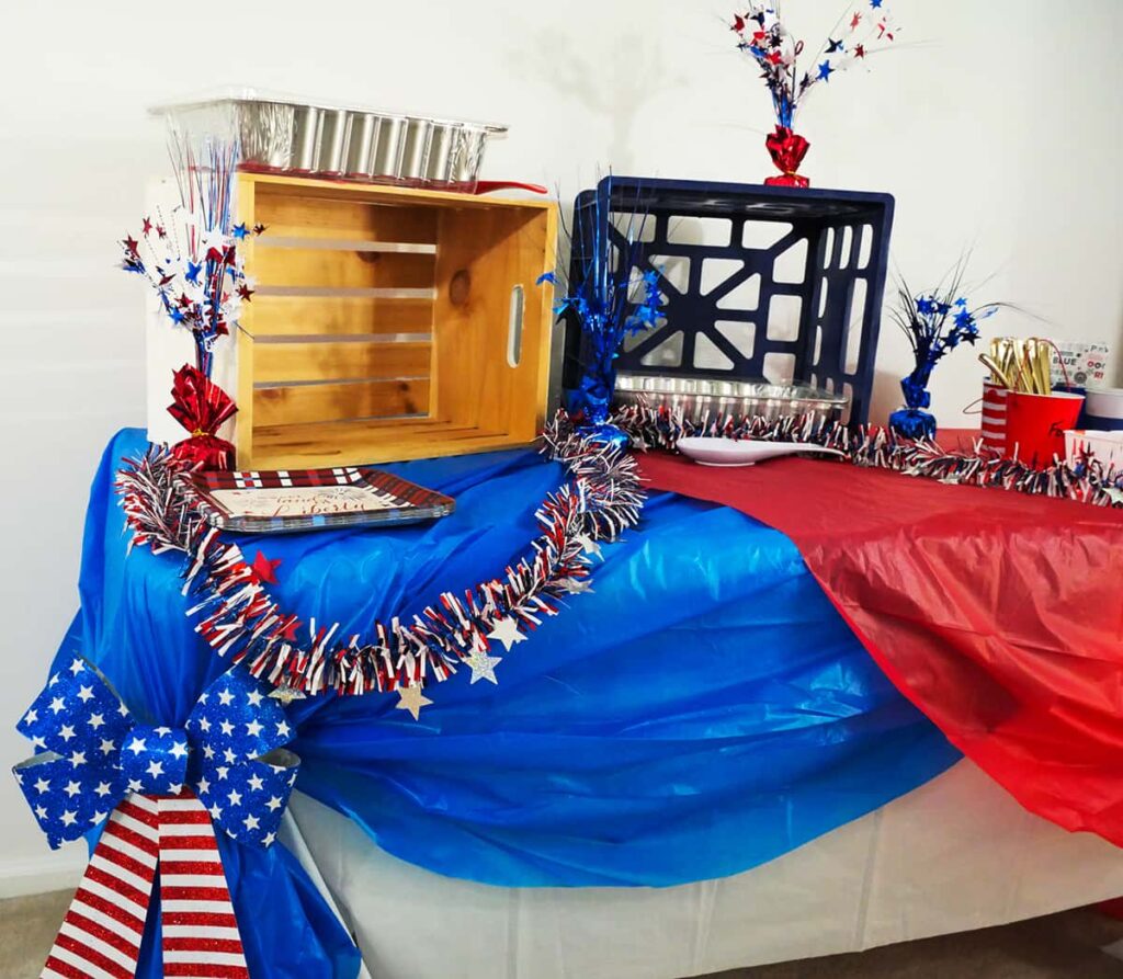 Outdoor buffet table for July 4th