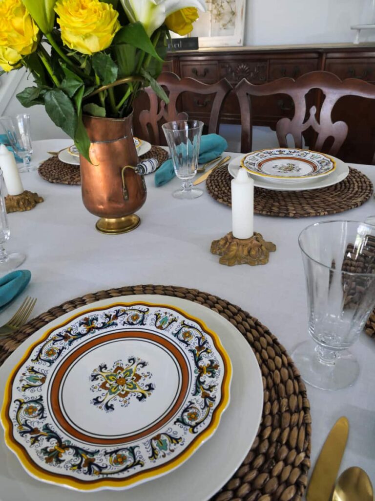 View of floral centerpiece for Mother's Day