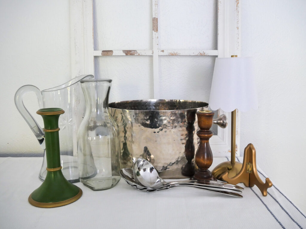 Various items that can be used on a dinner party table.